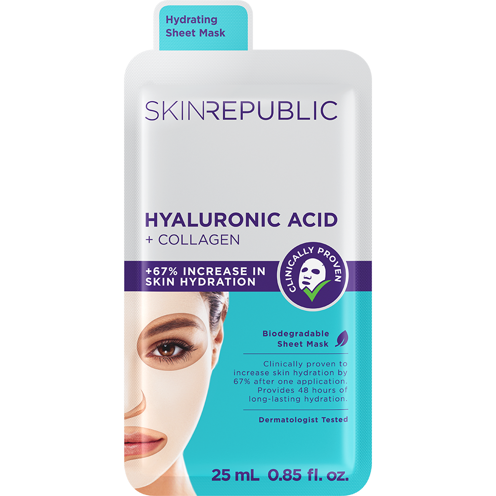 SKIN REPUBLIC Masque visage à l'acide hyaluronique et au collagène